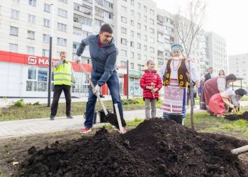 Общее дело. Благоустроенную территорию на проспекте Мира в Златоусте облагородили саженцами